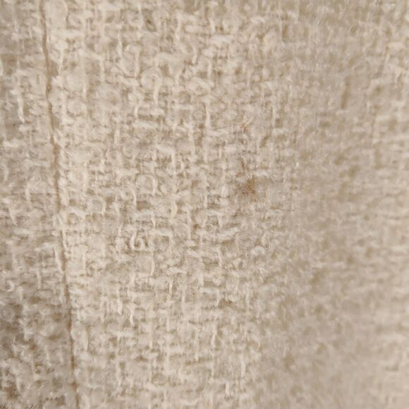 Vintage 80s Winter Overcoat Size 12 Cream Wool Tweed One Button Mid Length - Picture 11 of 16